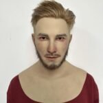 Ross realistic silicone male mask with blonde styled hair and beard front view