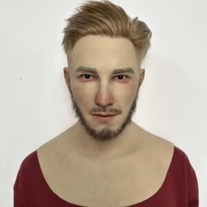 Ross realistic silicone male mask with blonde styled hair and beard front view