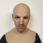 Toby realistic bald male silicone mask with chest plate front view