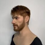 Jay realistic silicone male mask with brown styled hair and beard front view