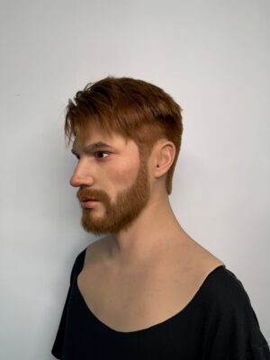 paul hyper realistic male silicone mask with brown hair & full beard for film fx & disguise (copy)