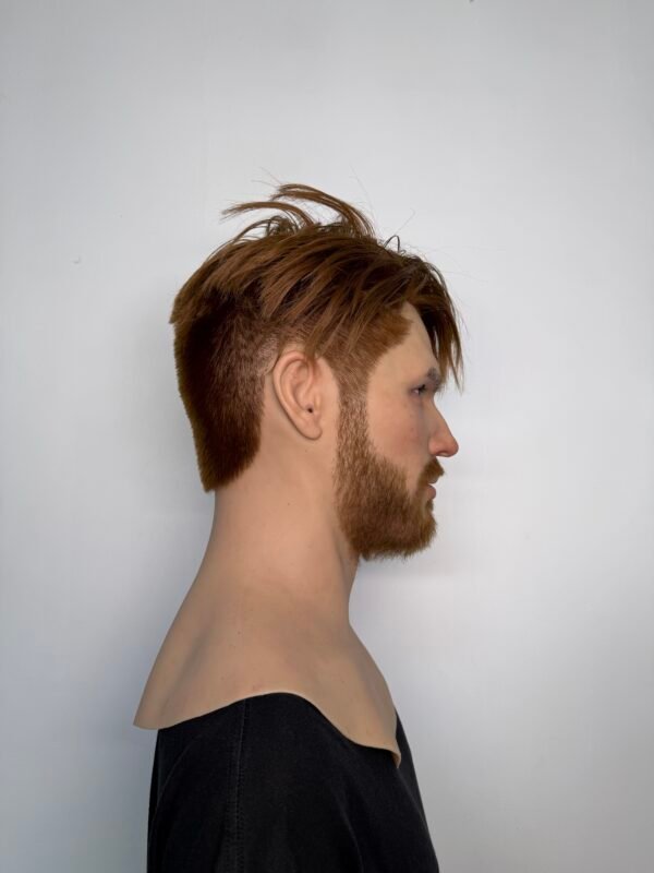 paul hyper realistic male silicone mask with brown hair & full beard for film fx & disguise (copy)