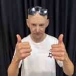 Evle realistic bald old man silicone mask with wrinkles and chest plate front view